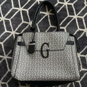 Guess Monogram Black and White Satchel
